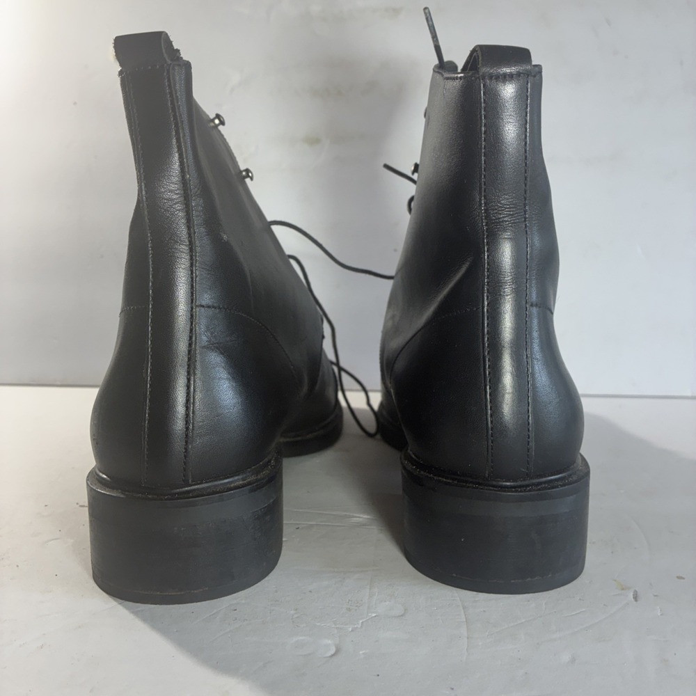 Eddie Bauer Made In Italy Lace Up Cap Toe Boots Black Leather - Picture 6 of 10